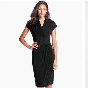 Ivy & Blu Ruched Faux Wrap Dress (Dark Navy)